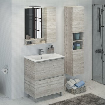 Comforty Тумба-умывальник "Верона-75" дуб белый с раковиной Comforty 75Е