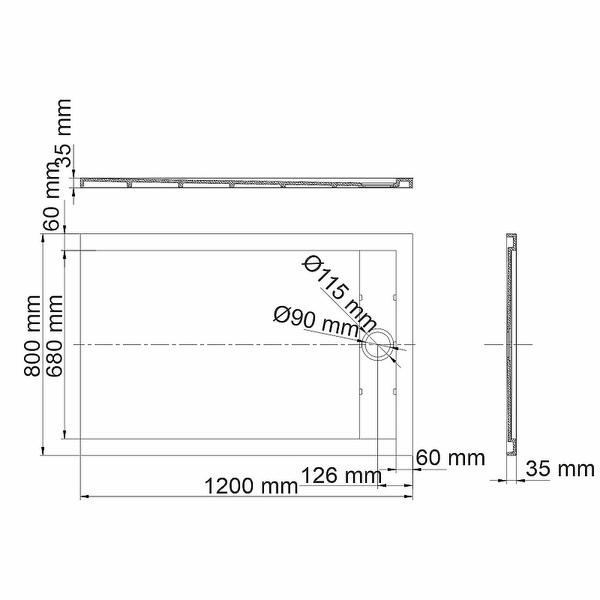 Душевой поддон из искусственного камня WasserKRAFT Wiese 120x80 84T06 Серый матовый — изображение 3