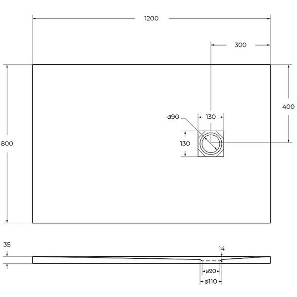 Душевой поддон из искусственного камня BelBagno Uno 120x80 TRAY-MR-UNO-AH-120/80-35-NERO-CR Черный матовый — изображение 7