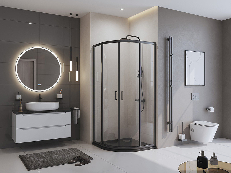 Душевой поддон из искусственного камня BelBagno Uno 90x90 TRAY-MR-UNO-R-90-550-35-NERO-CR Черный матовый — изображение 6