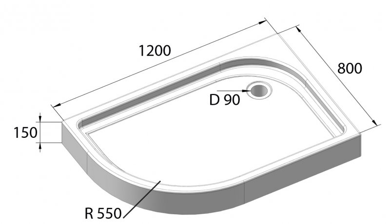 Душевой акриловый поддон 120x80см, правосторонний, белый BelBagno TRAY-BB-RH-120/80-550-15-W-R — изображение 6