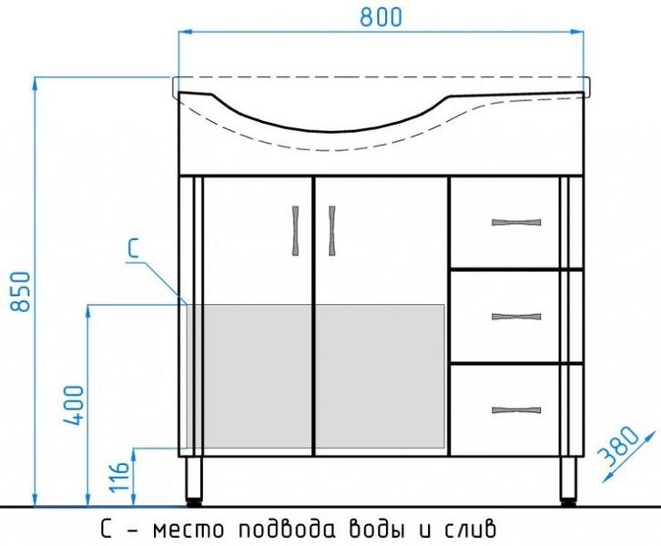 Тумба под раковину Style Line Эко Стандарт 25 ЛС-00000109 — изображение 5