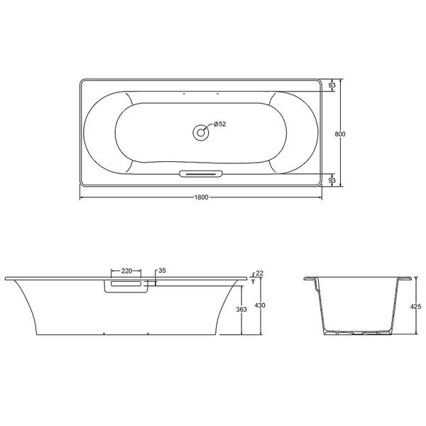 Чугунная ванна Jacob Delafon Volute E6D900-0 180x80 — изображение 4