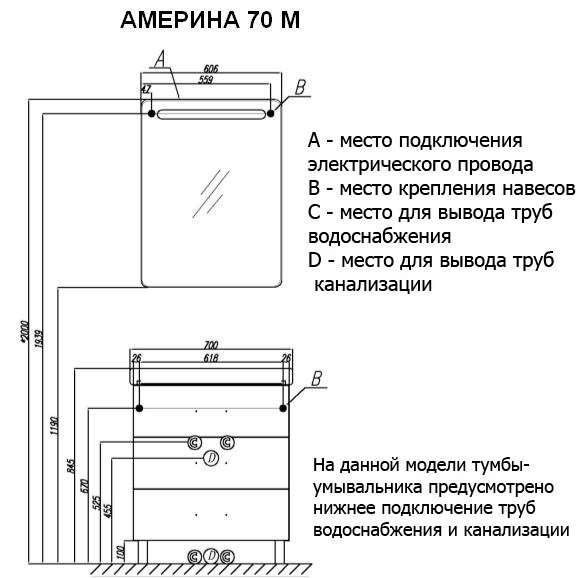 Тумба под раковину Акватон Америна 70см белый 1A169001AM010 — изображение 8