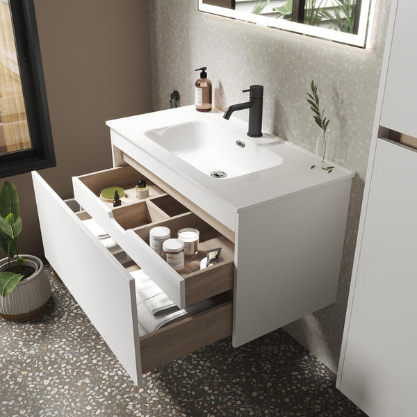 Подвесная тумба под раковину Sancos Smart SM90W 90см белый глянец — изображение 5