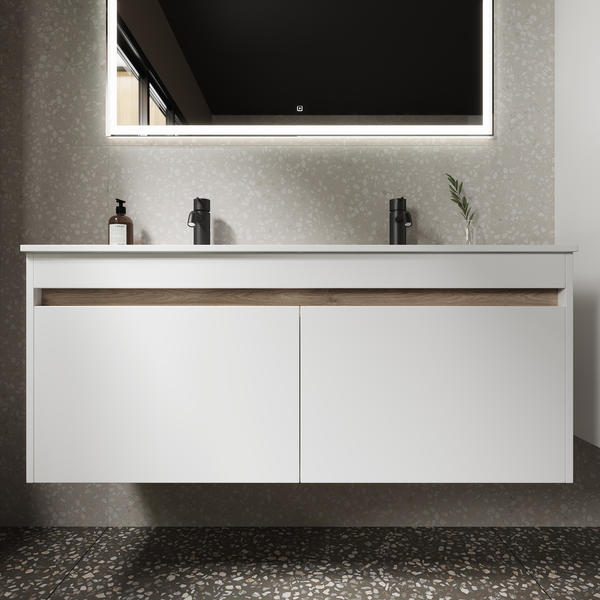 Подвесная тумба под двойную раковину Sancos Smart SM120-2W 120см белый глянец — изображение 4