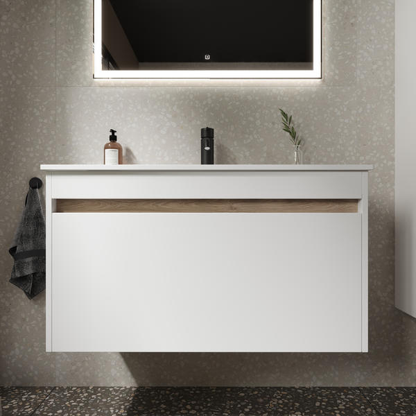 Подвесная тумба под раковину Sancos Smart SM90W 90см белый глянец — изображение 4