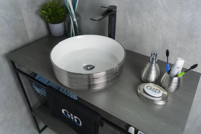 Накладная раковина Gid D1357h131 36см белый/хром — изображение 3