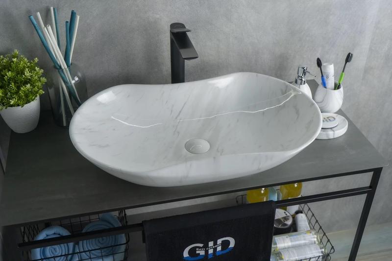 Накладная раковина Gid Mnc503h012 66см мрамор глянцевый