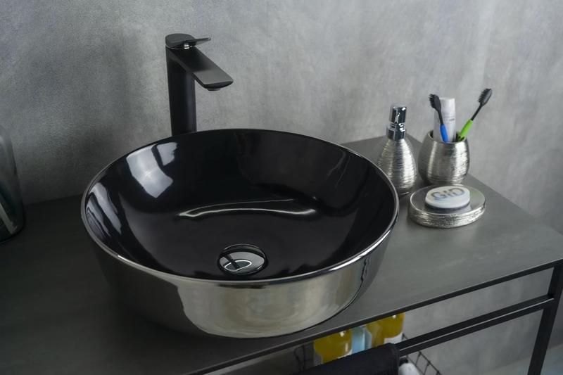 Накладная раковина Gid Nc411 41см чёрный/хром