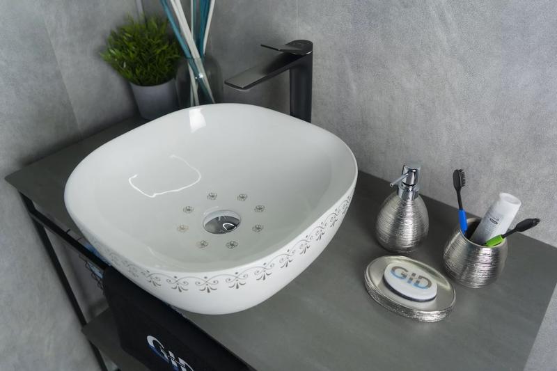 Накладная раковина Gid Nc440 42см белый/хром