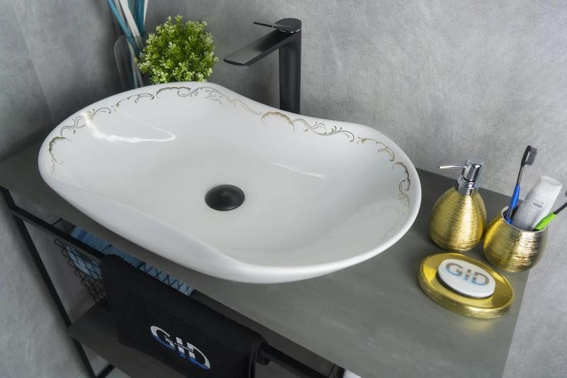 Накладная раковина Gid Nc460 66см белый/хром