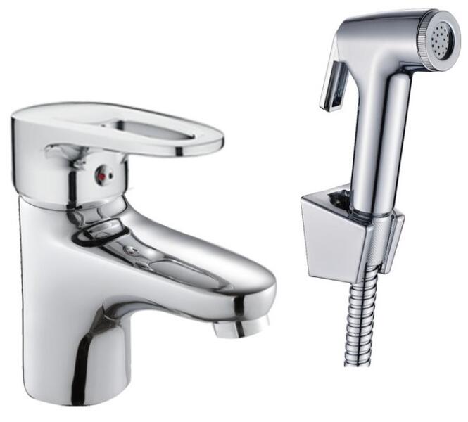 Смеситель для раковины с гигиеническим душем Haiba HB1268 хром