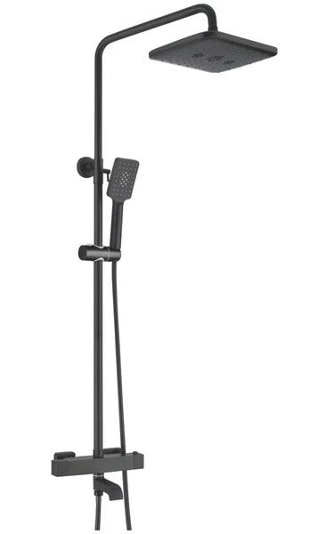 Душевая стойка Rose R3536H с термостатом чёрный матовый