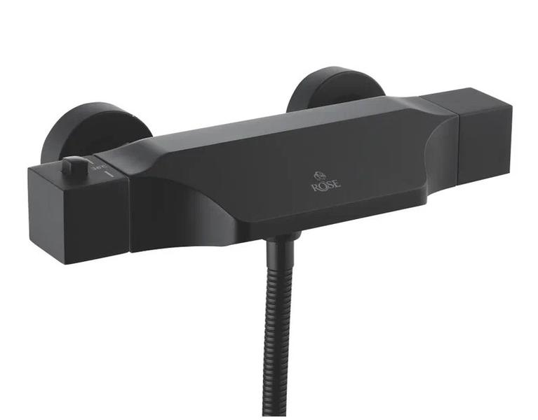 Смеситель для ванны Rose R3702H с термостатом чёрный матовый