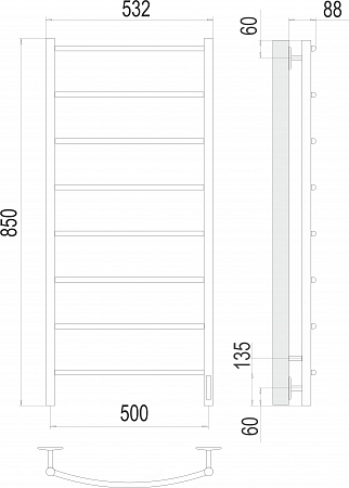Полотенцесушитель электрический Классик П8 500х850 Терминус — изображение 3