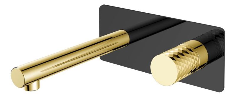 Boheme Встраиваемый смеситель для раковины Stick 125-BG чёрный матовый/золото