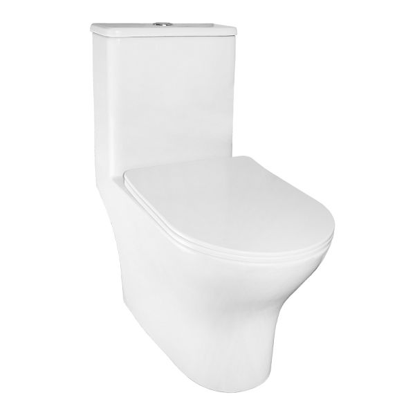 Azario Унитаз-моноблок Terni AZ-8618T безободковый торнадо белый
