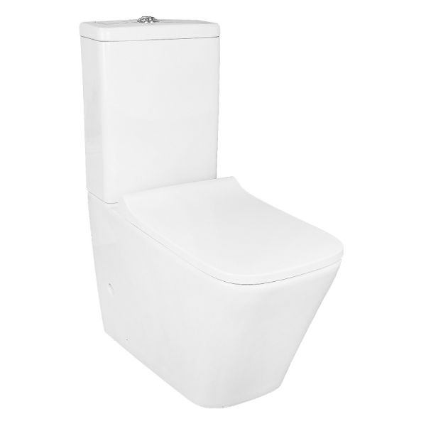 Azario Унитаз-компакт Quadro AZ-2175 UQ1 безободковый торнадо белый