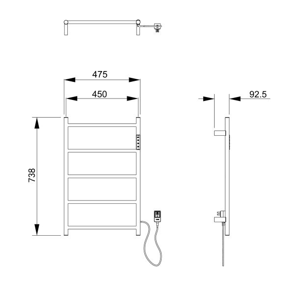 WONZON & WOGHAND Полотенцесушитель электрический Bonn WW-AL405-GM 47x73 см тёмный графит — изображение 3