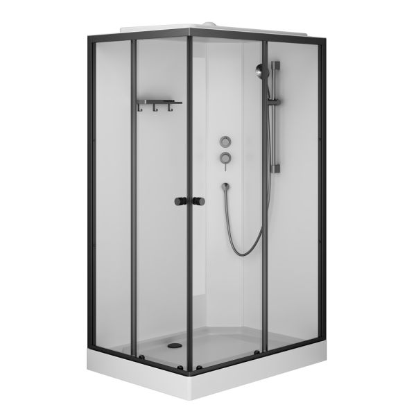 Am.Pm Душевая кабина X-Joy W94C-403-12080BT профиль мат.черный стекло прозрачное