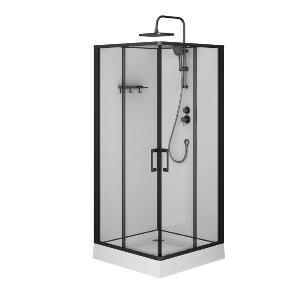 Am.Pm Душевая кабина Above W9XC-403-9090BT 90x90 см профиль чёрный матовый стекло прозрачное