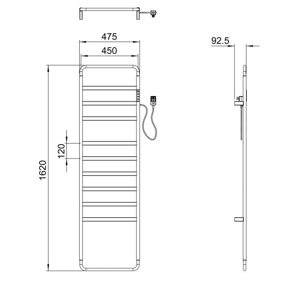 WONZON & WOGHAND Полотенцесушитель электрический D?sseldorf WW-A204-BR 47x162 см брашированный никель — изображение 3