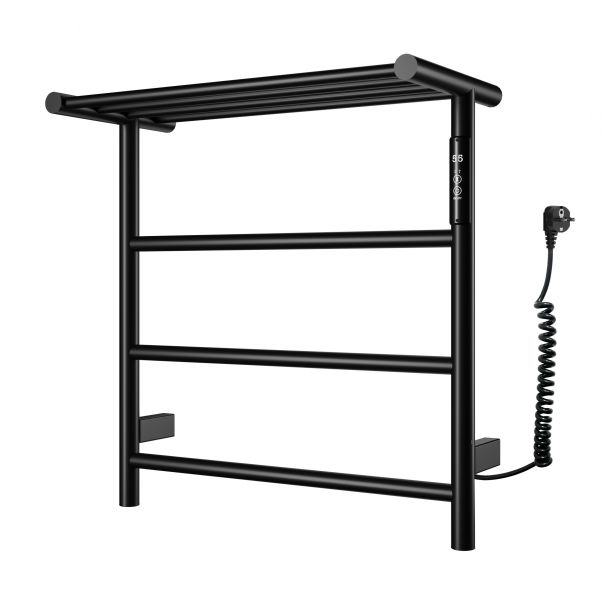 WONZON & WOGHAND Полотенцесушитель электрический Bonn WW-AL402-MB с полкой 47x50 см чёрный матовый