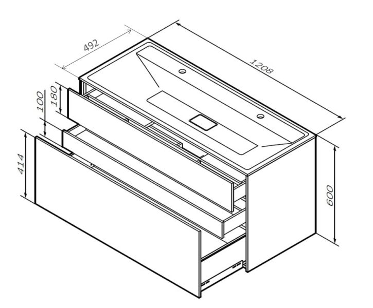 Am.Pm INSPIRE 2.0 M50AFHX1203GM тумба под раковину 120 см графит матовый — изображение 3