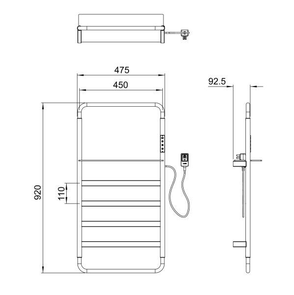 WONZON & WOGHAND Полотенцесушитель электрический D?sseldorf WW-A203-BR 47x92 см брашированный никель — изображение 3