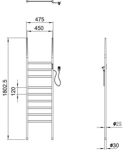 WONZON & WOGHAND Полотенцесушитель электрический Bremen WW-A207-BG 47x180 см брашированное золото — изображение 3