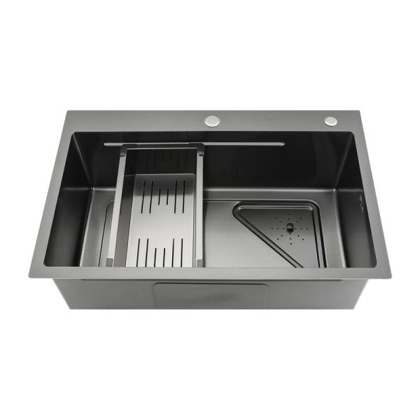 Gappo Мойка для кухни с коландером GS7246-6 чёрный