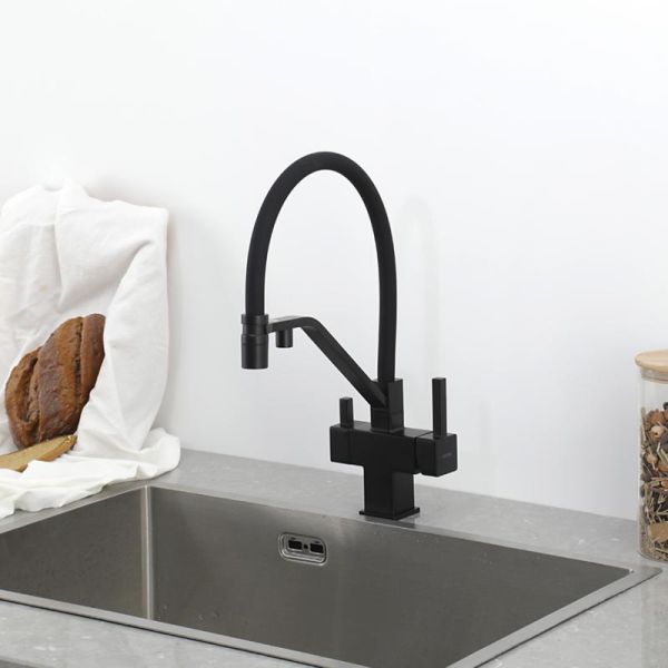Gappo Смеситель для кухни G4395-66 с подключением фильтра питьевой воды и гибким изливом чёрный — изображение 3