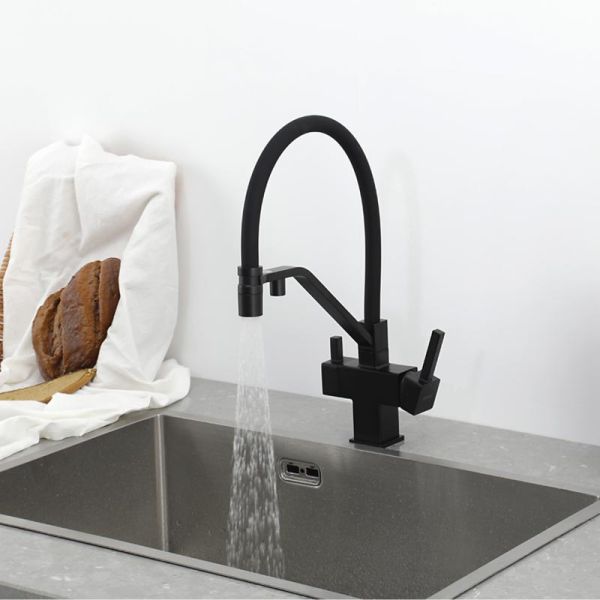 Gappo Смеситель для кухни G4395-66 с подключением фильтра питьевой воды и гибким изливом чёрный — изображение 5
