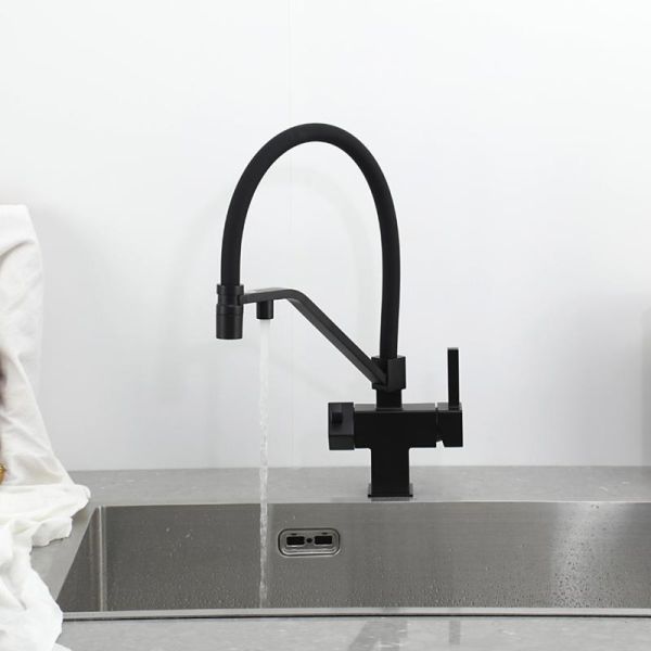 Gappo Смеситель для кухни G4395-66 с подключением фильтра питьевой воды и гибким изливом чёрный — изображение 6
