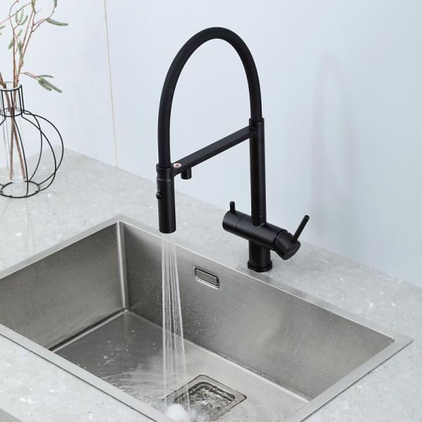 Gappo Смеситель для кухни G4397-86 гибкий излив с фильтром для воды чёрный — изображение 7