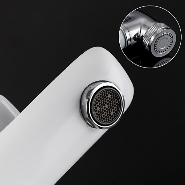 Gappo Смеситель для раковины с гигиеническим душем G1048-1 белый/хром — изображение 7